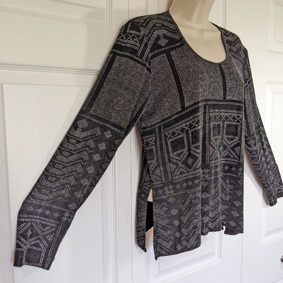 VTG 90's Rabbit Rabbit Rabbit Designs pullover black/silver metallic Top, Sz Med - Picture 9 of 11